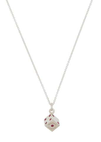 Dice Necklace in Sterling Silver - Ruby