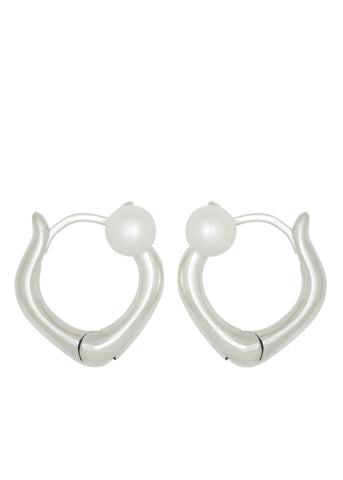 Juju Pearl Hoops in Silver