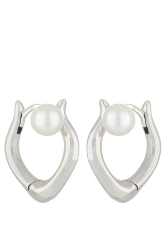 Juju Pearl Hoops in Silver