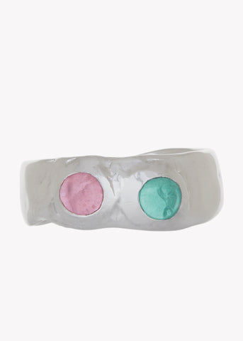 Felt Ring in Sterling Silver - Iguana Rosa