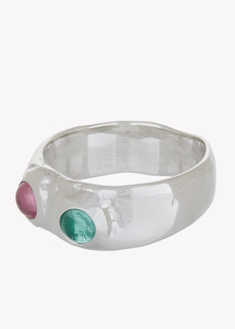Felt Ring in Sterling Silver - Iguana Rosa
