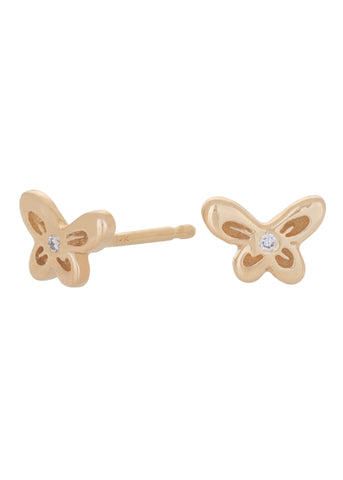 Butterfly Studs in 14k - Diamond