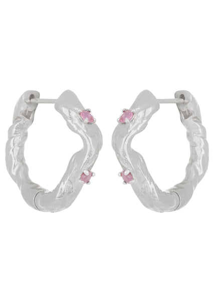 Nan Hoops in Silver - Pink Sapphire – Mondo Mondo