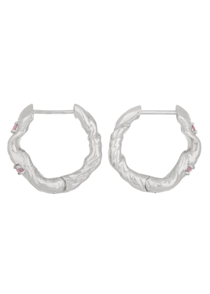 Nan Hoops in Silver - Pink Sapphire – Mondo Mondo