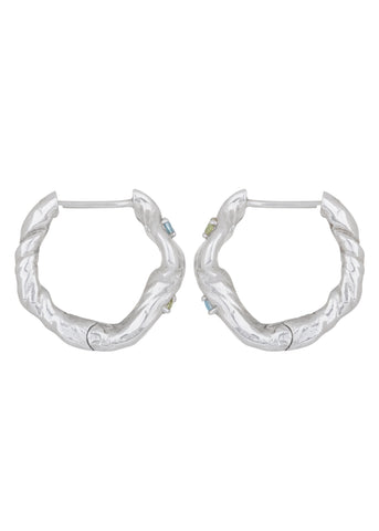 Nan Hoops in Silver - Blue Topaz/Peridot