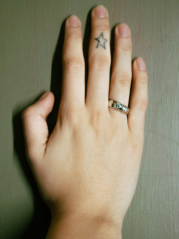 Felt Ring Divine in White Gold - Diamond & Mint Green Tourmaline