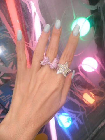 Big Bow Pave Ring in Silver