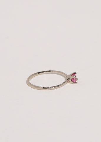 Princess Ring in White Gold - Pink Sapphire