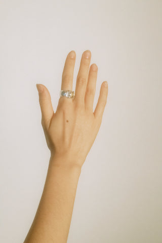 Pulp Ring in Sterling Silver - Aqua/Jonquil