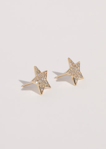 Star Studs in 14k - Diamonds