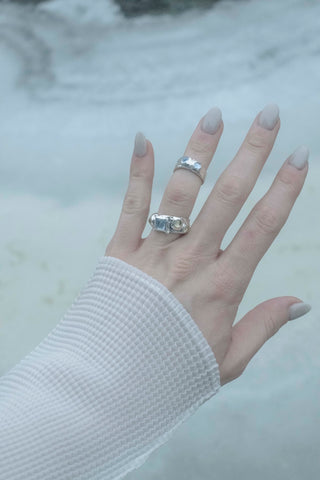 Suede Ring in Sterling Silver - Ice Blue Limoncello