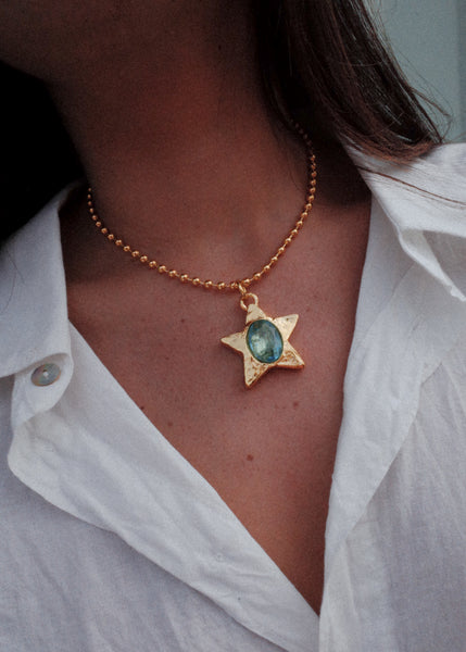 Star Pacha Necklace in Gold - Aqua – Mondo Mondo
