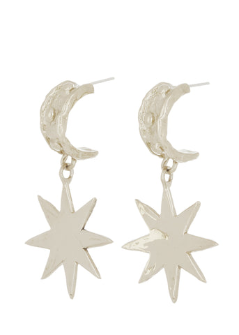 Big Star Earrings in White Bronze