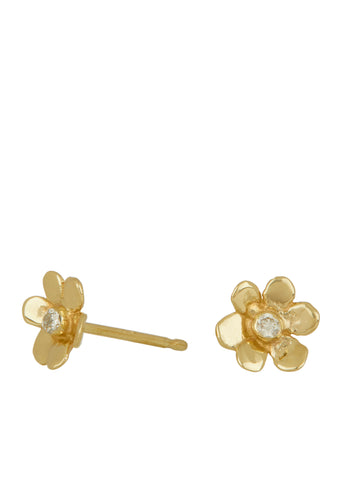 Mini Daisy Studs in 14k - Diamond