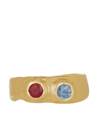 Felt Ring Divine in 14k - Faceted Ruby & Sapphire