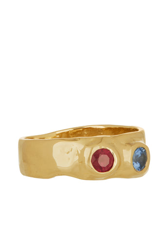Felt Ring Divine in 14k - Faceted Ruby & Sapphire