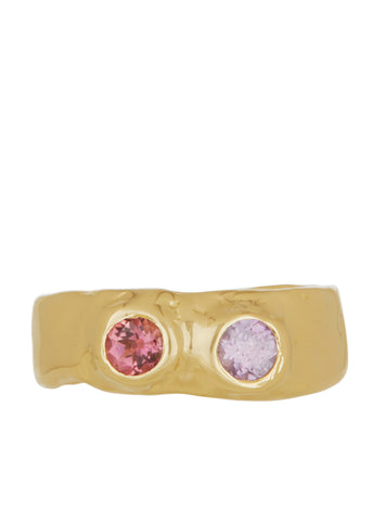 Felt Ring Divine in 14k - Faceted Amethyst & Pink Sapphire