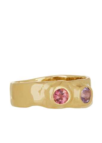 Felt Ring Divine in 14k - Faceted Amethyst & Pink Sapphire