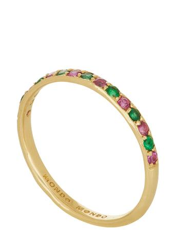 Amador 2mm Pave - Emerald & Pink Sapphire