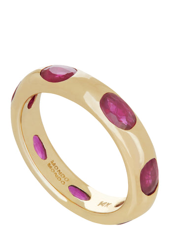 Orbital Ring in 14k - Faceted Ruby