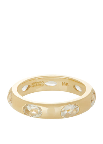 Orbital Ring in 14k - Faceted White Topaz