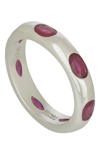 Orbital Ring in Sterling Silver - Faceted Ruby