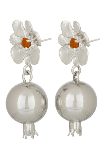 Melograno Earrings in Silver - Orange