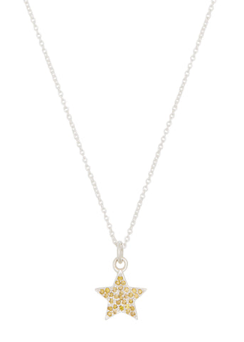 Star Pave Necklace in Sterling Silver - Yellow Diamond