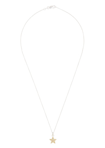Star Pave Necklace in Sterling Silver - Yellow Diamond