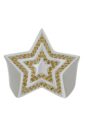 Star Ring in Yellow Diamond Pave