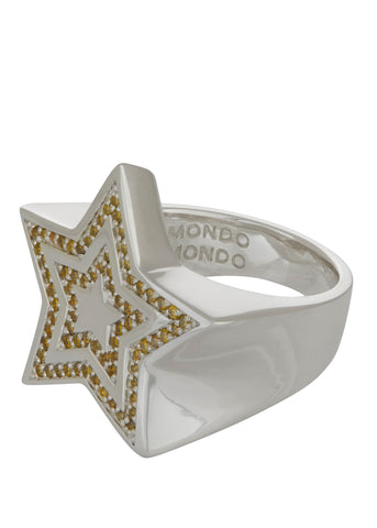 Star Ring in Yellow Diamond Pave