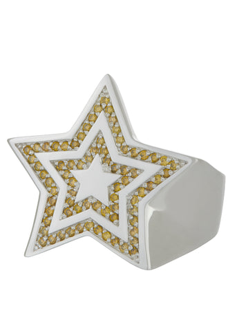 Star Ring in Yellow Diamond Pave