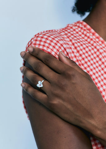 Heart Ring with Star Setting in Sterling Silver