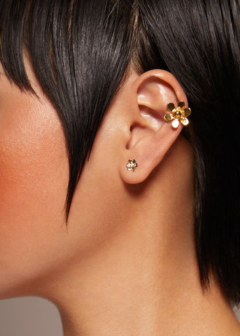 Mini Daisy Studs in Sterling Silver - Diamond