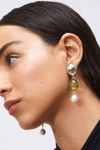 Sirena Earrings in Silver - Crystal