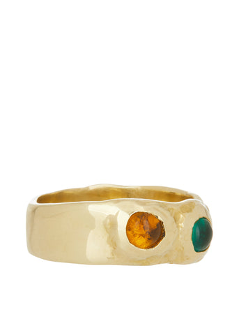 Archive Felt Ring in Brass - Green & Yellow