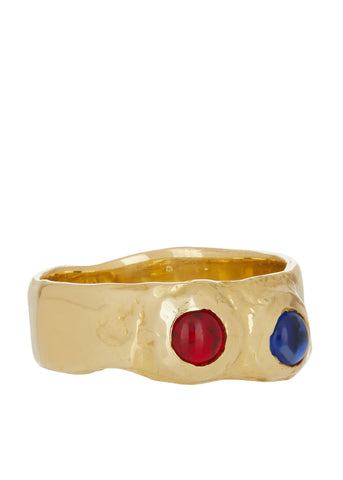 Archive Felt Ring in Brass - Red & Blue