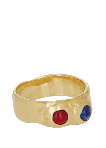 Archive Felt Ring in Brass - Red & Blue