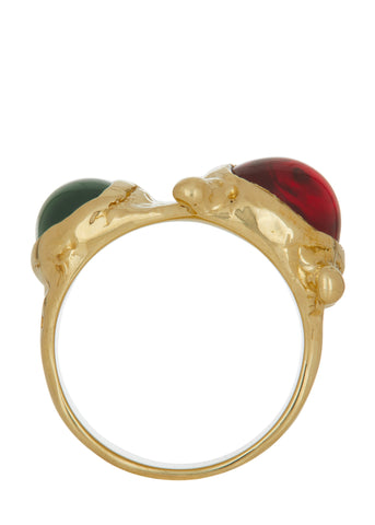 Archive Pulp Ring in Brass - Red & Green