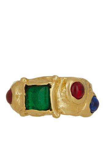 Archive Suede Ring in Brass - Green