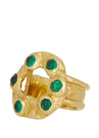 Archive Halo Ring in Brass - Green