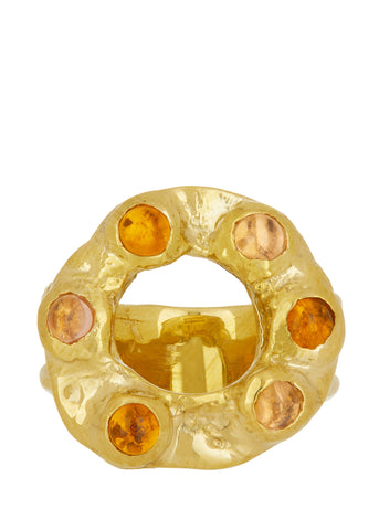 Archive Halo Ring in Brass - Pink & Yellow