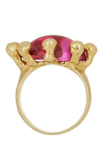 Archive Diva Ring in Brass - Fuchsia