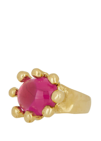 Archive Diva Ring in Brass - Fuchsia