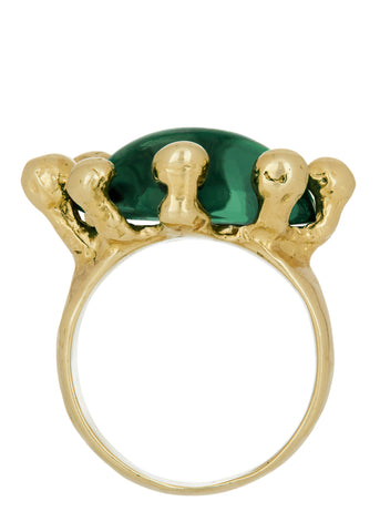 Archive Diva Ring in Brass - Emerald