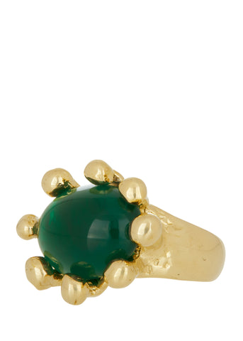 Archive Diva Ring in Brass - Emerald