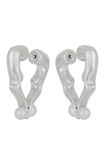 Flame Hoops in Silver