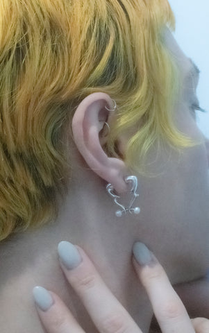 Flame Hoops in Silver