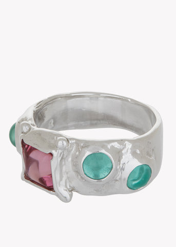 Suede Ring in Sterling Silver - Rosa Iguana