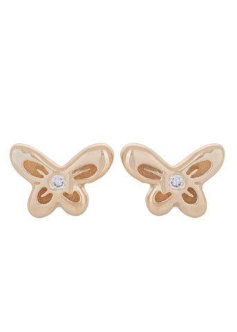 Butterfly Studs in 14k - Diamond